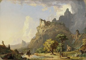 Paisaje italiano cerca de Roma: Estudio para arroyo de montaña, 1847